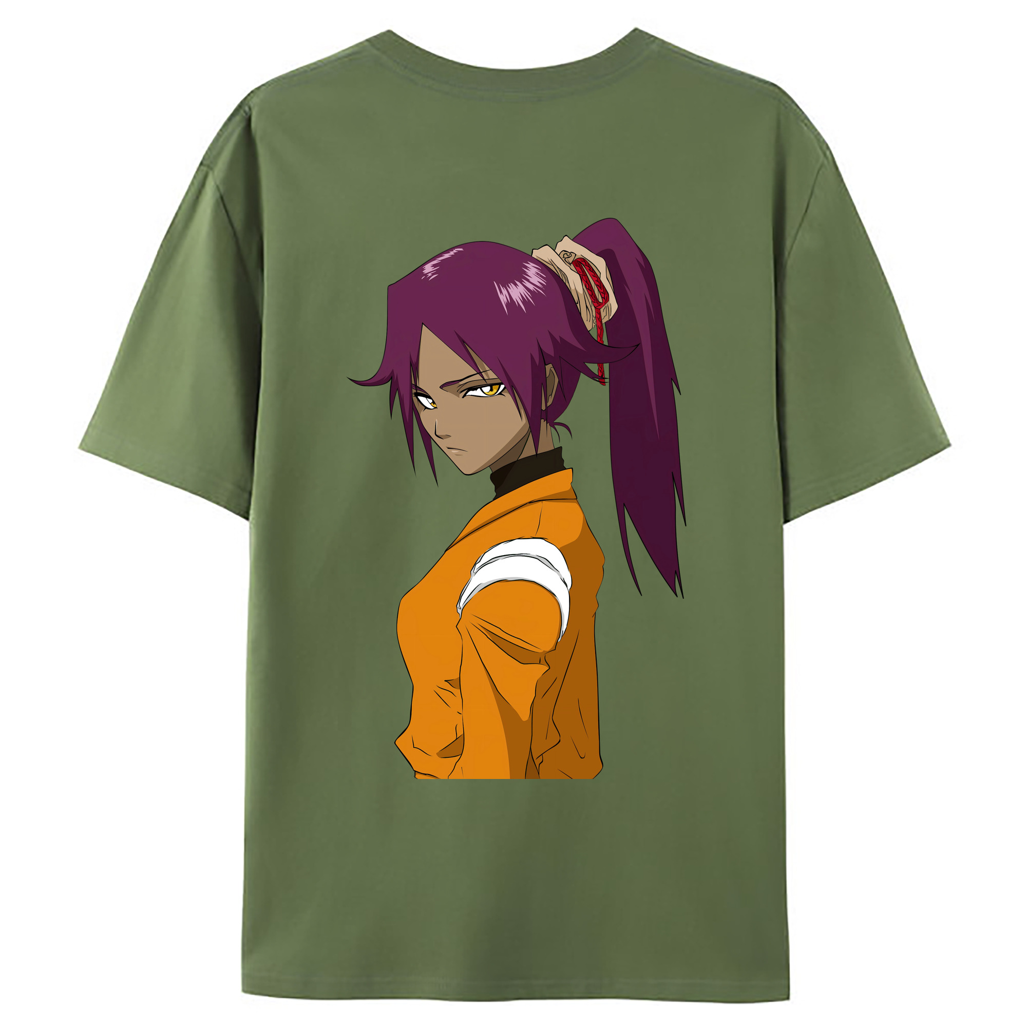 （画像用） ブリーチ 四楓院 夜一（しほういん よるいち） BLEACH Shihouin Yoruichi 綿100％ メンズ半袖Tシャツ（バックプリント） 通気性